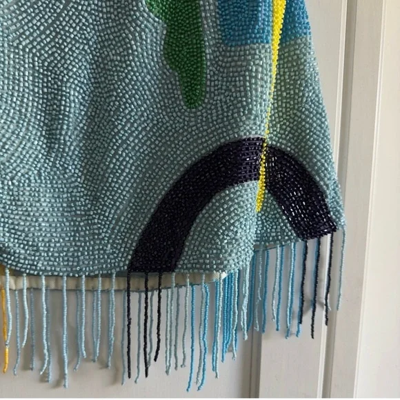 Staud Le Sable Square-Neck Beaded Mini Dress in Daffodil Dream Size XS - Picture 7 of 12